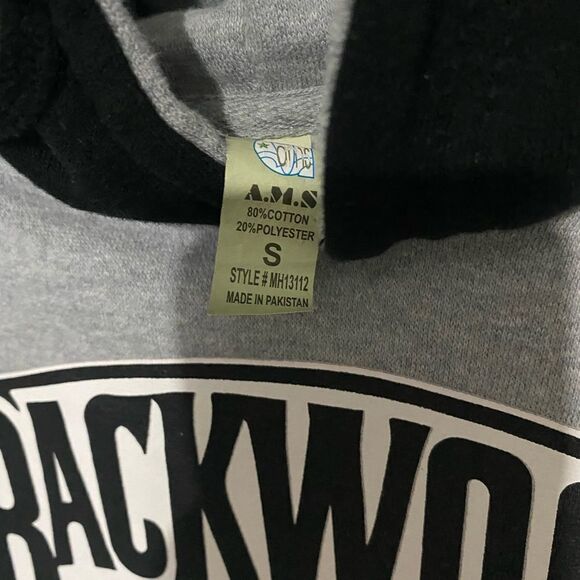 AMS Men’s Gray/Black Hoodie with Print Size S - Picture 5 of 5